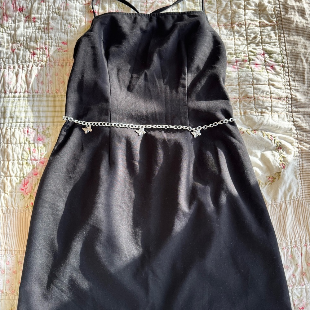 H&M Black Dress with Silver Chain